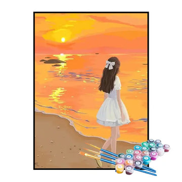 Kit de Pintura Numerada - Menina Observando o Nascer do Sol