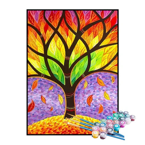 Kit de Pintura Numerada - Árvore da Vida Colorida