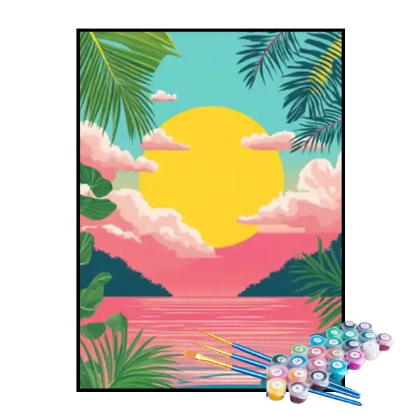 Kit de Pintura Numerada - Nascer do Sol na Praia