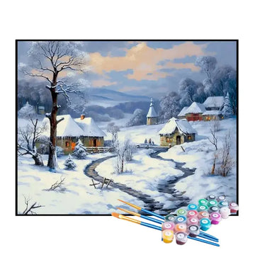 Kit de Pintura Numerada - Vila na Neve