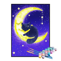 Kit de Pintura Numerada - Gatinho Abraçado na Lua