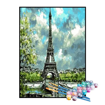 Kit de Pintura Numerada - Torre Eiffel e Céu Azul