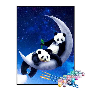 Kit de Pintura Numerada - Irmãos Pandas na Lua