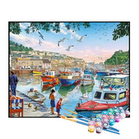 Kit de Pintura Numerada - Movimento dos Barcos no Porto