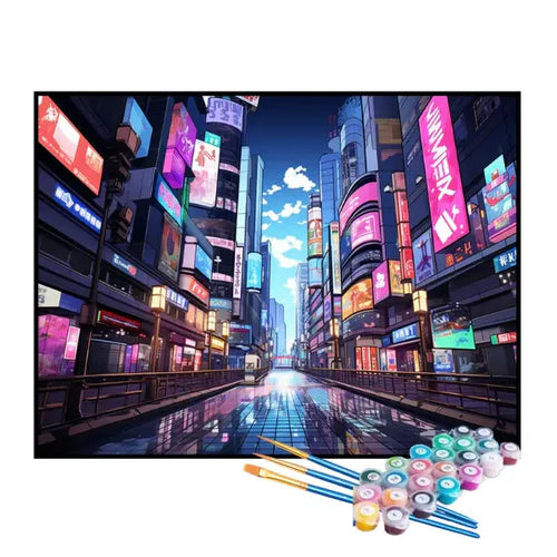 Kit de Pintura Numerada - Centro da Cidade Ilustrado