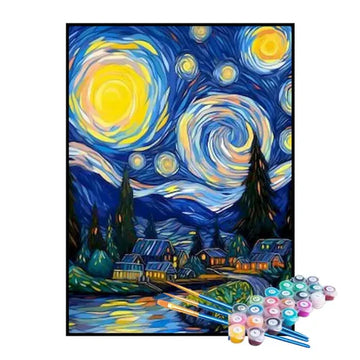 Kit de Pintura Numerada - Noite Estrelada, Reinterpretação