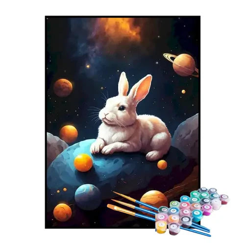 Kit de Pintura Numerada - Coelho no Espaço Sideral