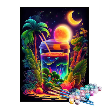 Kit de Pintura Numerada - Suco Tropical na Praia
