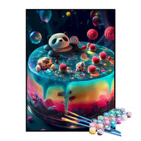 Kit de Pintura Numerada - Panda na Piscina de Doces