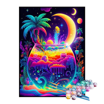 Kit de Pintura Numerada - Coquetel na Praia Paradisíaca