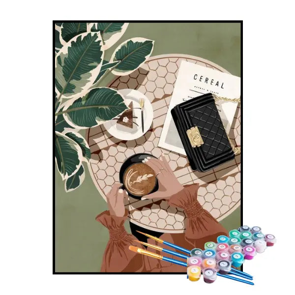 Kit de Pintura Numerada - Mulher no Café