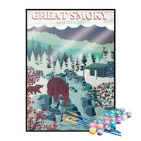 Kit de Pintura Numerada - Mapa das Montanhas Great Smoky