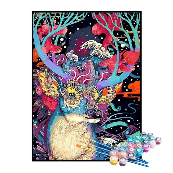 Kit de Pintura Numerada - Cervo Mágico Abstrato