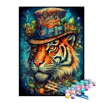 Kit de Pintura Numerada - Tigre Mágico Abstrato