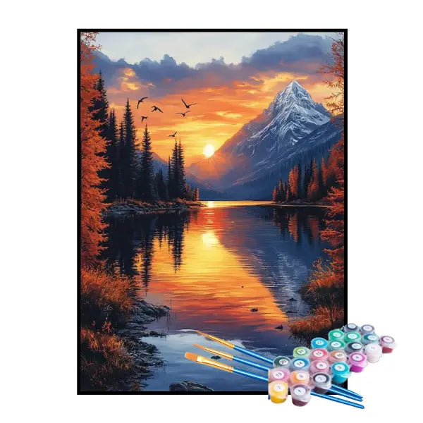 Kit de Pintura Numerada - Montanhas ao Pôr do Sol