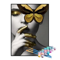 Kit de Pintura Numerada - Mulher e Borboleta Dourada