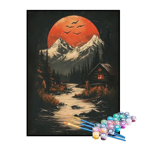 Kit de Pintura Numerada - Noite de Lua Cheia no Lago