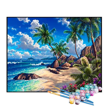 Kit de Pintura Numerada - Praia Paradisíaca da Paz