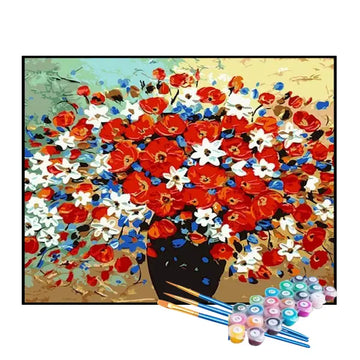 Kit de Pintura Numerada - Belas Flores no Vaso