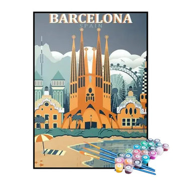 Kit de Pintura Numerada - Mapa de Barcelona
