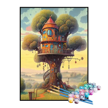 Kit de Pintura Numerada - Casinha Divertida na Árvore