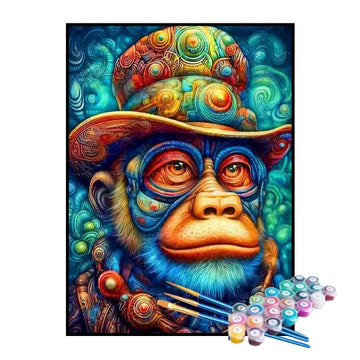 Kit de Pintura Numerada - Macaco Mágico Abstrato