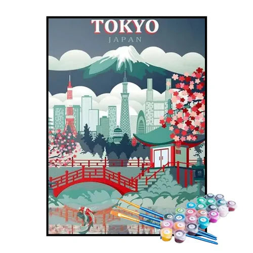 Kit de Pintura Numerada - Mapa de Tóquio