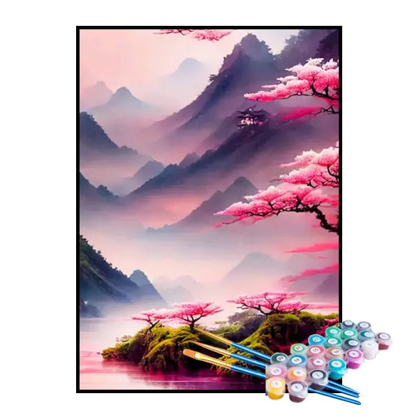 Kit de Pintura Numerada - Montanhas Sob as Nuvens
