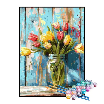 Kit de Pintura Numerada - Vaso de Tulipas