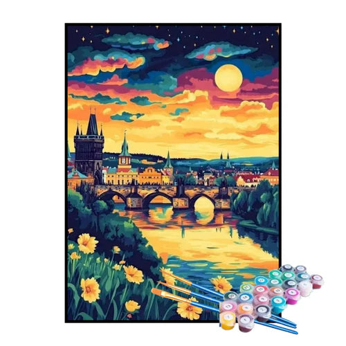 Kit de Pintura Numerada - Noite Serena na Cidade