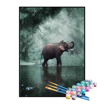 Kit de Pintura Numerada - Elefante Caminhando na Água