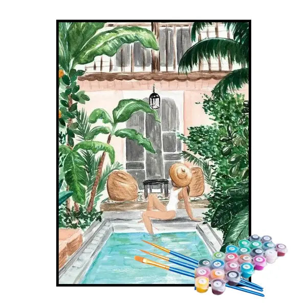 Kit de Pintura Numerada - Mulher na Piscina