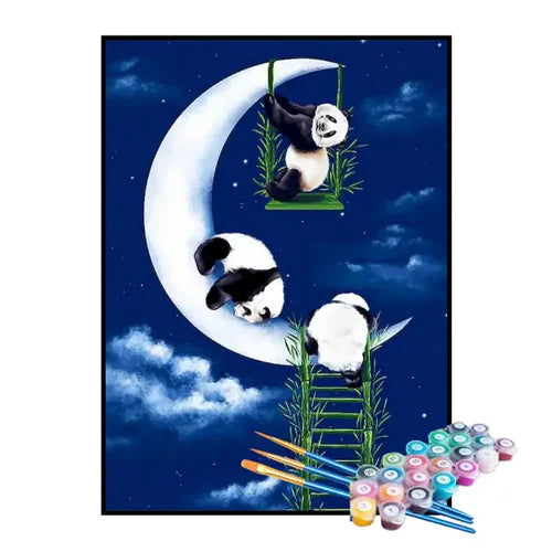 Kit de Pintura Numerada - Pandinhas na Lua