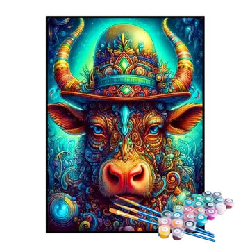 Kit de Pintura Numerada - Vaca Mágica Abstrata