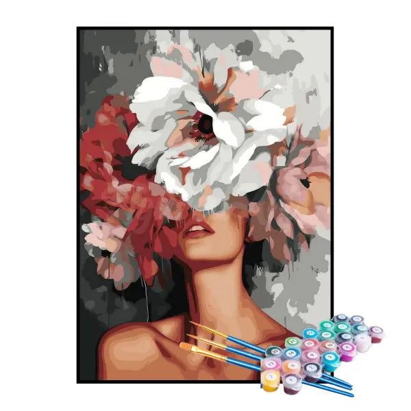 Kit de Pintura Numerada - A Mulher e Suas Flores