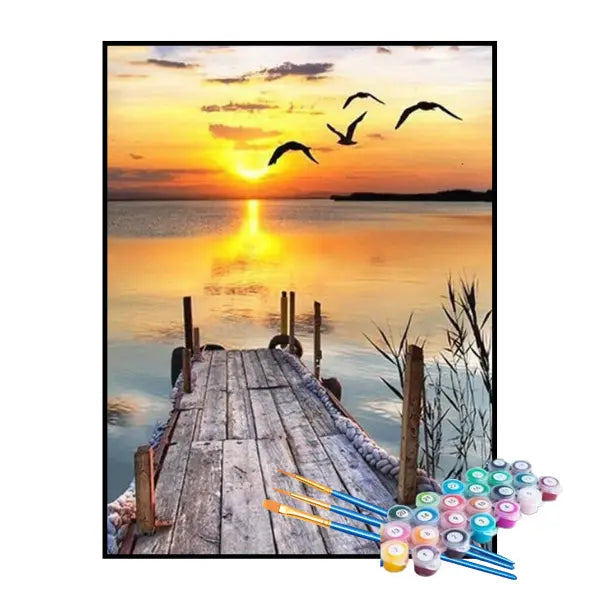 Kit de Pintura Numerada - Cais ao Entardecer