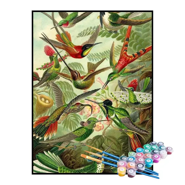 Kit de Pintura Numerada - Beija-flores de Ernst Haeckel