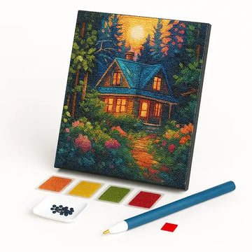 Kit de Pintura com Diamantes - Cabana no Coração da Floresta