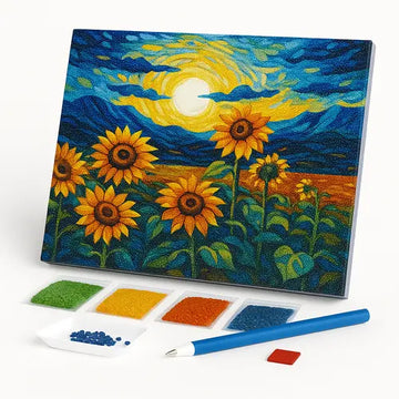Kit de Pintura com Diamantes - Belos Girassóis no Campo