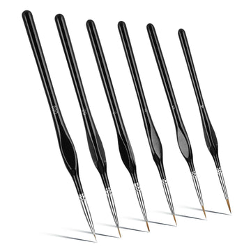 Kit de 6 Pincéis Para Detalhes Extra-Finos em Cerdas de Marta