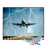 Kit de Pintura Numerada - Avião Voando na Tempestade