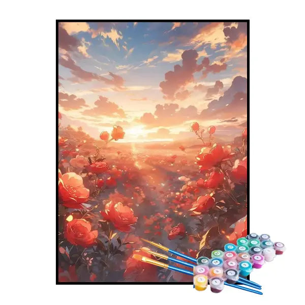 Kit de Pintura Numerada - Sol Iluminando as Flores