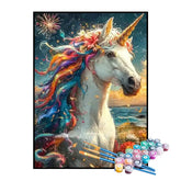 Kit de Pintura Numerada - Unicórnio com Crina Colorida