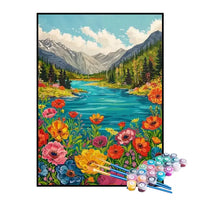 Kit de Pintura Numerada - Flores à Beira do Rio