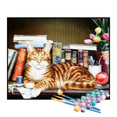 Kit de Pintura Numerada - Gato na Biblioteca