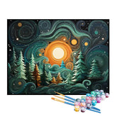 Kit de Pintura Numerada - O Sol na Floresta em Desenho