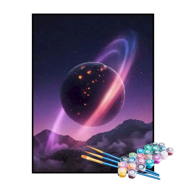 Kit de Pintura Numerada - Saturno na Galáxia