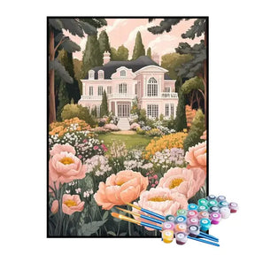 Kit de Pintura Numerada - Flores Brancas da Mansão