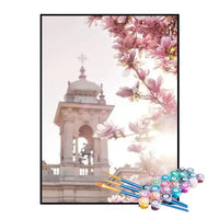 Kit de Pintura Numerada - Árvore Rosa na Catedral