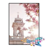 Kit de Pintura Numerada - Árvore Rosa na Catedral